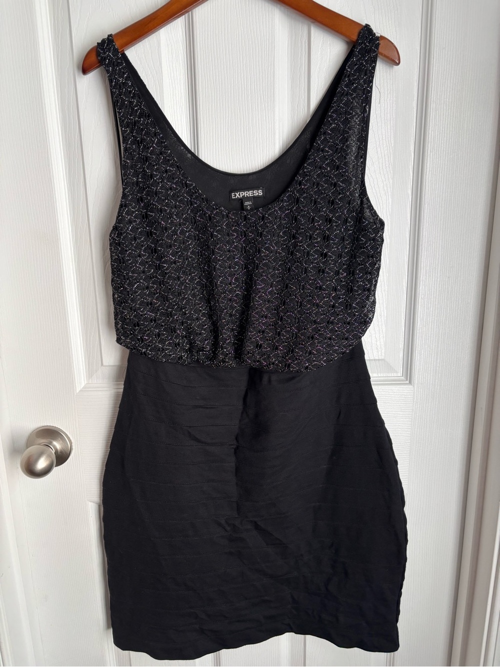 Express Black Sparkle Sleeveless Bodycon Dress Size Meduim